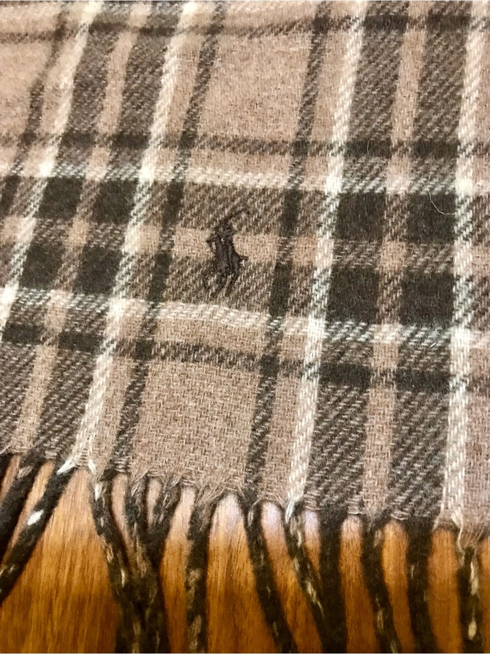 Polo by Ralph Lauren Brown Plaid Reversible Italian Wool Scarf NWT - Picture 2 of 8